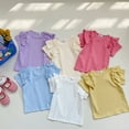 thumbnail image 4 of Ytdscs Little Girls Ruffle Sleeve T-Shirt for 1-9 Years Kids Summer Crewneck Tees for Girls Solid Color Lace Tops for Toddler, 4 of 9