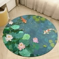 thumbnail image 4 of Lucky Koi Fish Lotus Leaf Washable Round Rug -Circle Area Rugs for Nursery Bedroom, Vintage Non Slip Non Shedding Low Pile Carpet for Living Room Coffee Table Entryway, 4 of 6