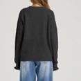 thumbnail image 5 of Sheghy Workout Tops for Women Cool Season Simple Crewneck Relaxed Fit Solid Color Long Sleeve Knitted Pullover Black S, 5 of 5