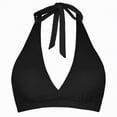 thumbnail image 6 of HCNTES Women's Halter Bikini Top Only Push Up Padded Swimsuit Top V Neck Twist Front Bathing Suit Tops Removable Bra Summer Black,XL, 6 of 9