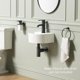 thumbnail image 4 of Lavabo de baño QISHKA semiovalado para colgar en la pared, blanco, 4 of 7