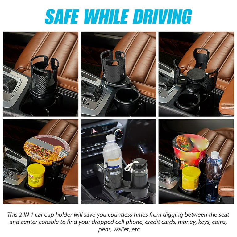 Car Truck Auto Adhesive Mount Dual Cup Drink Bottle Holders with 2 Pull  Rings