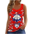 thumbnail image 2 of Homenesgenics Tank Tops for Women Plus Size Summer Fashion Casual Printed Sleeveless Stretch Shirt Loose-Fit V-Neck Tank Top Red XL, 2 of 5