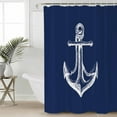 thumbnail image 5 of Coastal Shower Curtain, 66" x 72", Illustration Anchor Rope Navy Blue Waterproof Bathroom Curtain Washable Shower Curtain Set with 12 Hooks, 5 of 6
