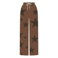 thumbnail image 5 of Bcresic Star Wide Leg Pant for Women Straight Palazzo Drawstring Slacks Elastic High Waisted Trousers Cozy Stretch Loungewear Trendy Streetwear with Pockets Long Pants,Brown,X-Large, 5 of 5