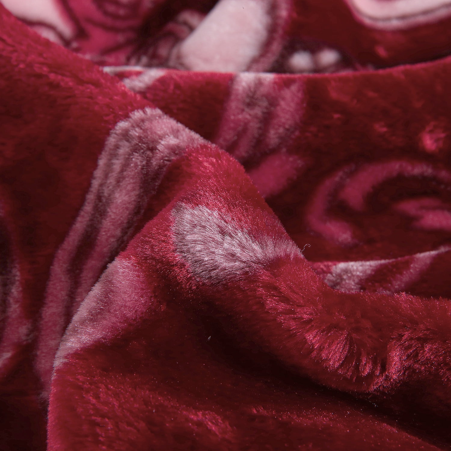 MERRY HOME King Size Fleece Blanket For Bed, A & B Patterns Soft Warm Floral Blanket, Microfiber Plush Middle Weight Bed Blanket For All Season, Red Background Pink Peony/Peony, 5.7LB, 83"x91"