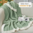 thumbnail image 4 of Snuggle Sac Reversible Ribbed Throw Blanket Fuzzy Knit Blanket for All Season, Green, 50*60", 4 of 6