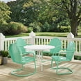 thumbnail image 2 of Crosley Furniture Griffith Metal Five Piece Outdoor Dining Set - 40" Dining Table In White Finish With Aqua Finish Chairs, 2 of 3