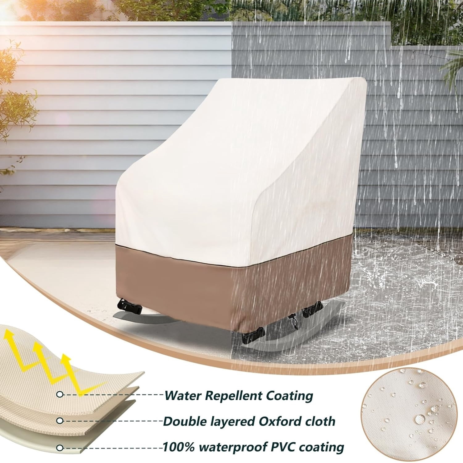 BN-LINK Patio Chair Covers, Waterproof Patio Furniture Covers, Heavy Duty and Waterproof Outdoor Lawn Chair Covers, 33"W x 33"D x 36"H (2 Pack, Beige & Coffee)