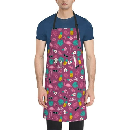 

Lukts Adjustable Apron with 2 Pockets Chef Cooking Kitchen Restaurant Aprons for Women Men-Summer Flamingo