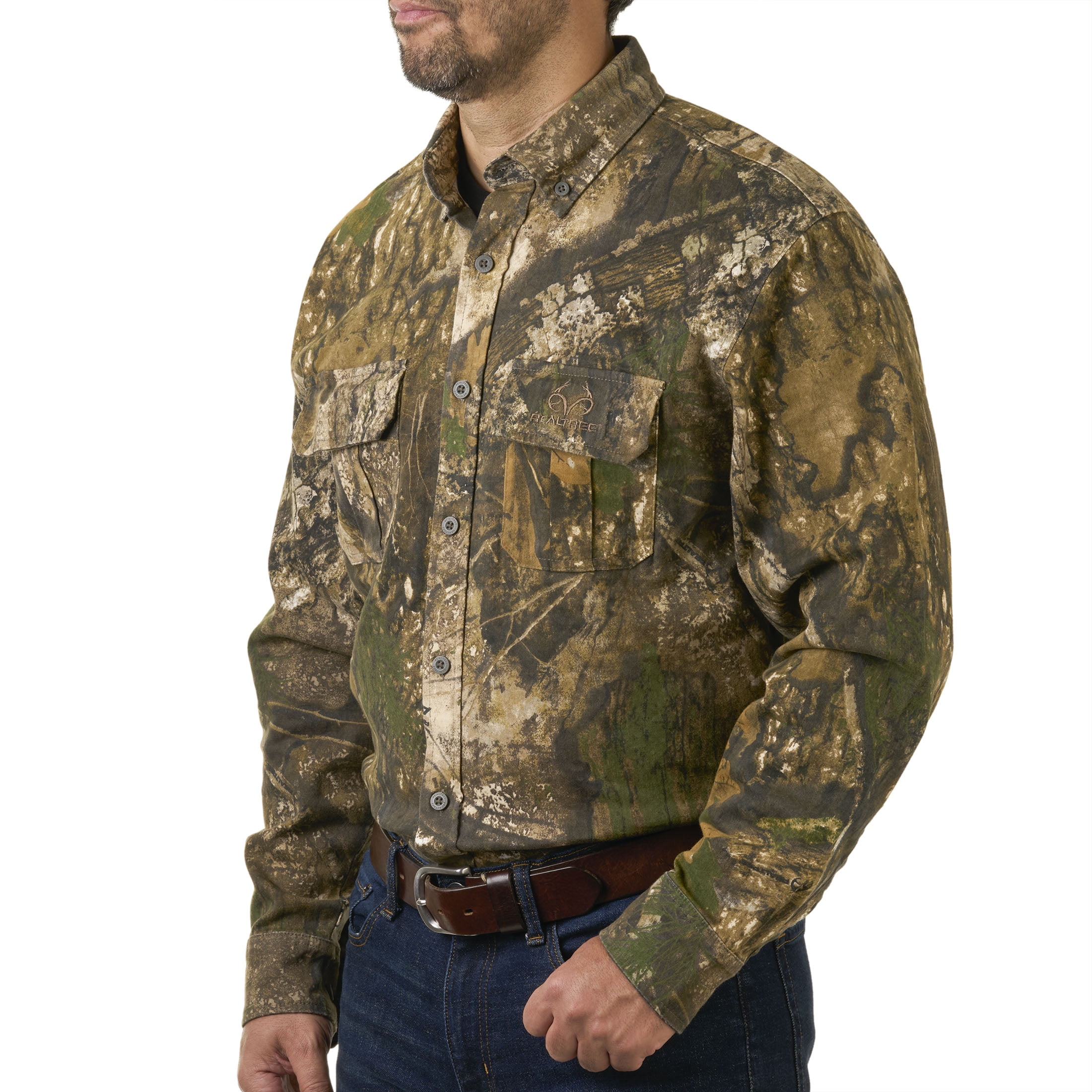 Realtree APX Men's Flex Twill Hunting Shirt, Long Sleeve, Sizes S-3XL
