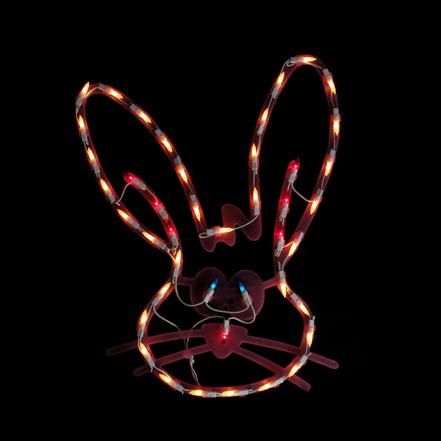 18" Lighted Pink Bunny Head Easter Window Silhouette Decoration