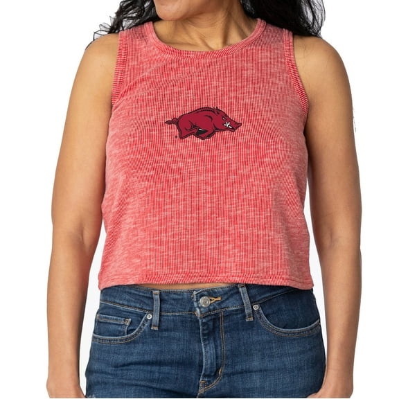 Women's Cardinal Arkansas Razorbacks Brie Sandwash Tri-Blend Cropped Tank Top