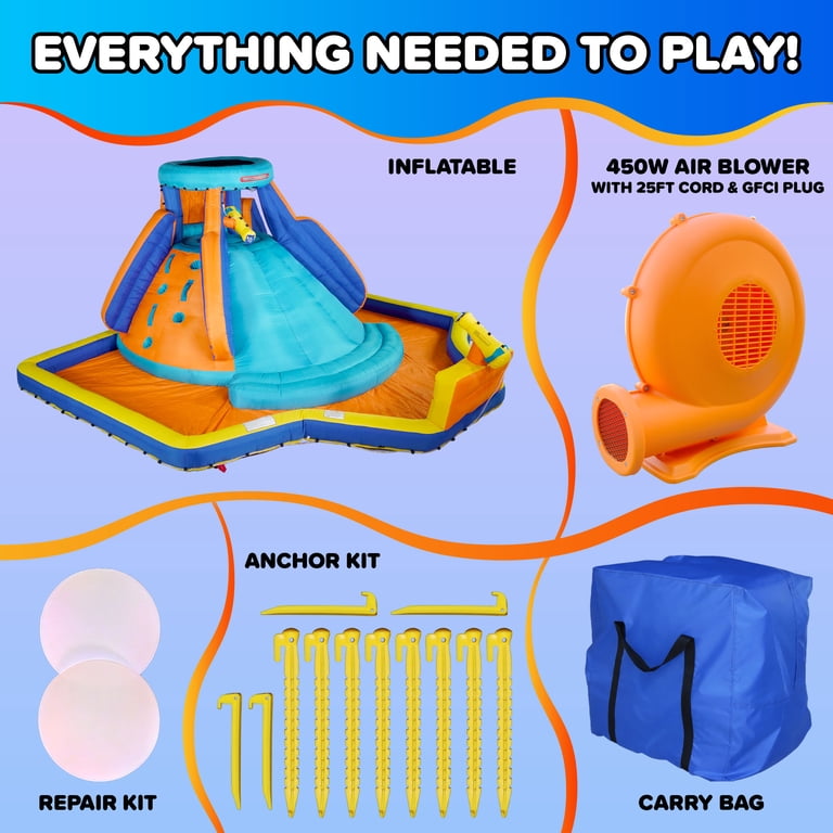 Sportspower Battle Ridge Inflatable Water Slide with Climbing Wall