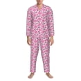 thumbnail image 3 of Honeii Cool Flamingos Pattern Mens Pajamas Set,2pcs Men's Lounge Long Sleeve Sleep Shirt and Pajama Bottoms Sleepwear Set,Mens Pjs Sets-XX-Large, 3 of 7