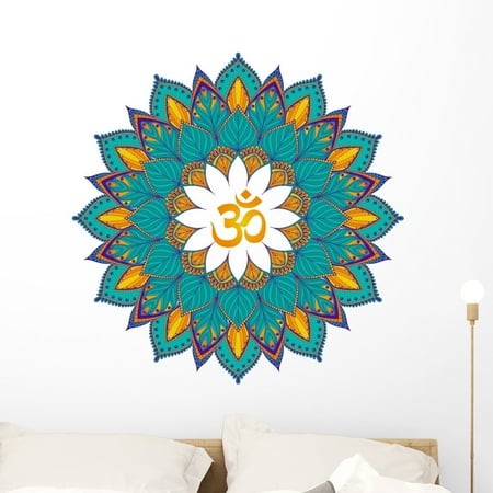 Mandala Wall Decal Turquoise Ethnic Om Mandala Wall Decal Wallmonkeys Peel and Stick Graphics (36 in H x 36 in W) WM502788 ()