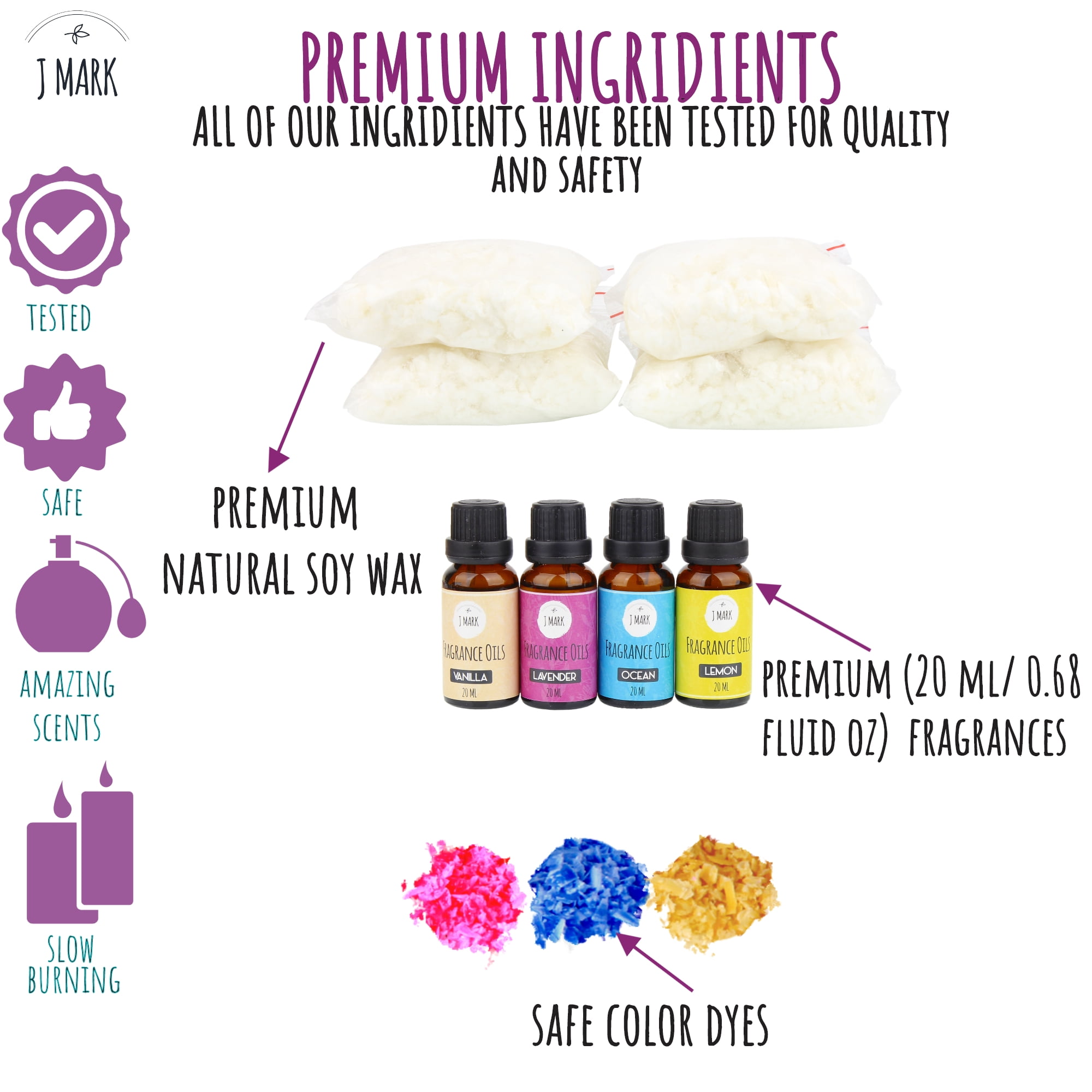 DIY Candle Making Kit for Adults ‚ 66 Pcs All Inclusive with 4 Decorative Candle Tins, 10 Tealight Candle Tins, Soy Wax, Dye, Fragrance Oils, Cotton Wicks, Melting Pot, Wick Holder ‚ÄìArt & Crafts