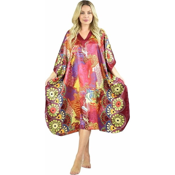 Up2date Fashion's Women's Short Caftan / Kaftan / Muumuu / Mumu, Sunset Safari Print, style CShort-76C2