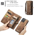 thumbnail image 6 of Dteck Detachable Wallet Case for iPhone 15 Pro Max,Multi-Functional Premium PU Leather Zipper Purse Cover Shockproof Rubber Card Slots & Removable Magnetic Case with Strap,Darkbrown, 6 of 6