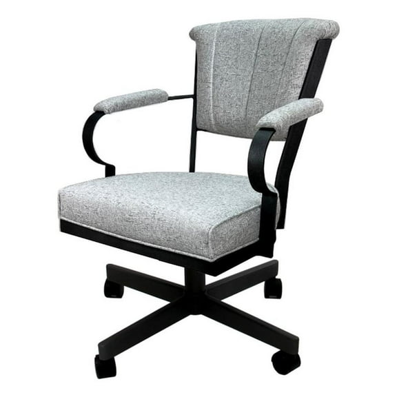 Tobias Designs Swivel Fabric/Metal Caster Dining Chair in Slate/Black
