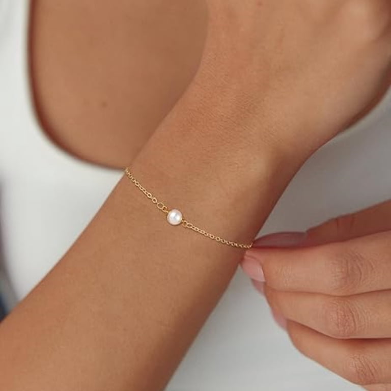 GOSFRY 14k Gold-plated Pearl Bracelet for Women Simple  display picture 1