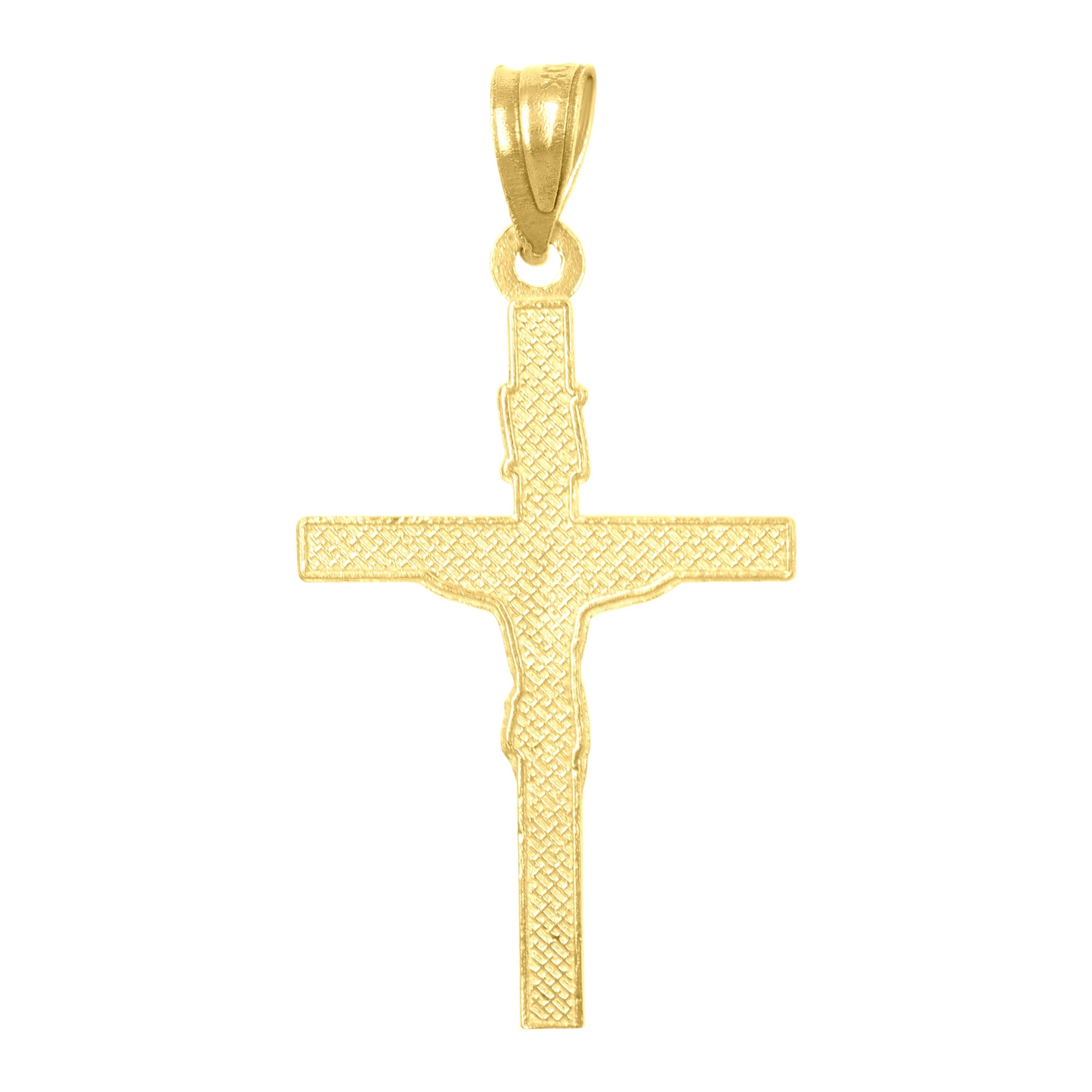 10k Yellow Gold Diamond-cut Unisex Cross Crucifix Religious Charm Pendant Pendant Necklace for Men Women