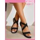 thumbnail image 1 of Everyday Collection Women's Shoes Elegant Black Leisure VacationSlingback Criss Cross Sandals, 1 of 5