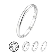 ChicSilver 925 Sterling Silver Rings for Women, 2mm Minimalist Silver Wedding Band Ring, Comfort Fit Stacking Ring for Women, Simple Anniversary Engagement Gift Jewelry