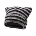 thumbnail image 3 of Gorro de crochet, gorro de punto, tocado holgado, estilo vintage, accesorios hechos a mano, ropa Negro y gris, 3 of 9