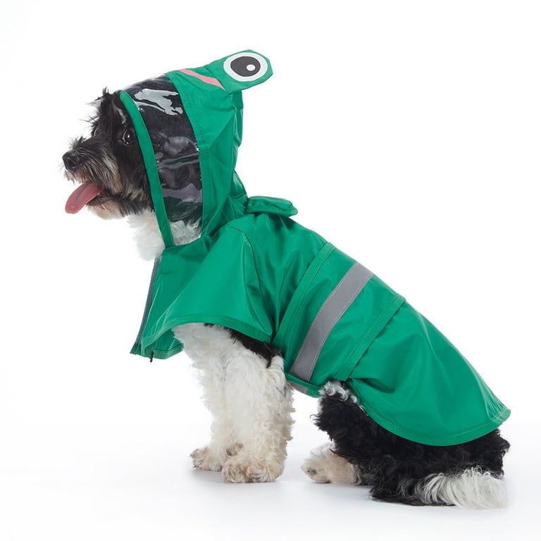 Hooded Pet Raincoat Reflective Cute Frog Reflective for Small