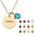 thumbnail image 1 of Dsscvnef Collier en Acier Inoxydable Plaqué Or avec Pierre de Naissance pour Femmes Pendentif Rond Gravé Bijoux DIY, 1 of 9