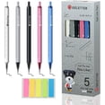 thumbnail image 1 of shiyou-Gel Pens with Ruler Scales Barrel, 5 Pcs 0.5mm Retractable Fine Point Pens for Precise Writing and Drawing, Quick-Dry Ink, Ideal for Office and School Supplies, Free Sticky Notes, 1 of 4