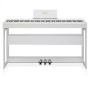 Bornmio Glarry GDP-104 88 Keys Full Weighted Keyboards Digital Piano with Furniture Stand, Power Adapter, Triple Pedals, Headphone, for All Experience Levels White