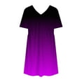 thumbnail image 3 of Busydd Womens Summer Dresses Stylish Colorful Gradient Print Midi Dress Casual Flowy Loose Mini Dress Short Sleeve Deep V Neck Sundress Fashion Beack T-Shirt Dress, 3 of 4
