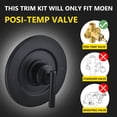 thumbnail image 2 of Repuesto Para Kit De Ajuste De Válvula Moen T2901Bl Gibson Posi-Temp, Negro Mate, 2 of 5