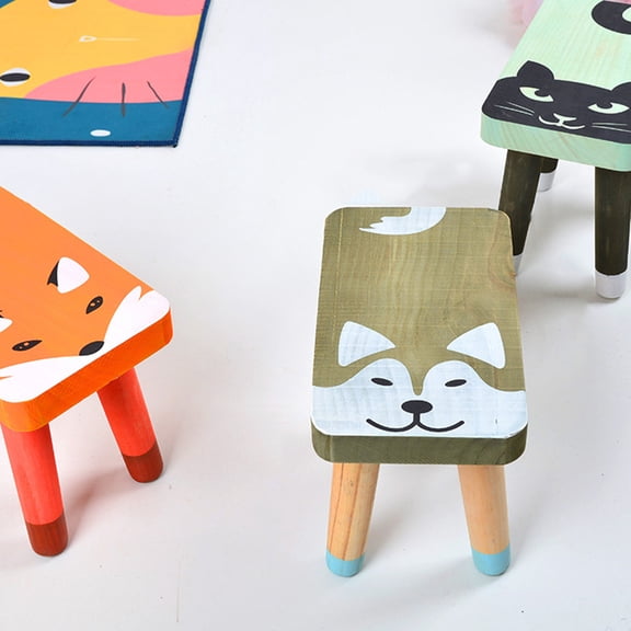 FRCOLOR Grey Kids Wood Footstool Composite Material Children Stool for Sitting 1Pc