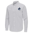 thumbnail image 2 of Men's Antigua Gray Vancouver Canucks Ellis Tri-Blend Long Sleeve Button-Down Shirt, 2 of 3
