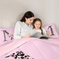 thumbnail image 5 of Homewish Personalized Initial Letter M 2pcs Bedding Comforter Set for Kids Children Girls,Leopard Print Twin Comforter Sets,Dreamy Princess Bow Breathable Bedding Set,Luxury Bedroom Decor,Reversible, 5 of 8