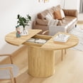 thumbnail image 5 of Pusnapku Extendable Circle Dining Table for 4-8, Modern 43"-59" Oval Kitchen Table with Storage, Fluted Sliding Door, Round Pedestal, for Living Room, 5 of 10