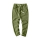 thumbnail image 5 of Pantalones largos de algodón para hombre, con cordón ajustable, informales, de color liso, lavados, de pierna recta, para exteriores, de algodón, 5 of 5