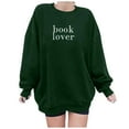 thumbnail image 2 of MAIHAN Valentines Sweatshirt for Women "Book Lover" Print Valentine Long Sleeve Casual Blouses Y2k Trendy Soft Clothes Crew Neck Pullover(Dark Green,M), 2 of 4