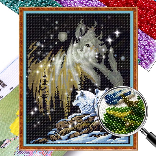Kit Punto Cruz Impreso Con Cuentas Bordado Parcial Arte Pared para El 45x56cm