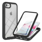 Dteck Rugged Case with Built-in Screen Protector for iPhone SE 2022/2020 8 7 6, Black