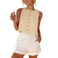 thumbnail image 5 of AnuYalue Linen Tank Tops for Women Loose Fit Crew Neck Cropped Tees Summer Beach Sleeveless Shirt, 5 of 8