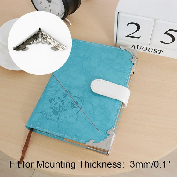 Protector de esquina Home Box Vintage tono plateado, cubierta de borde, decoración de esquina para álbum de recortes de libros, 4 piezas