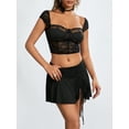 thumbnail image 3 of Biezeib Women's Slim Lace Crop Tops Cap Sleeve Sweetheart Neckline Tank Tops Sheer Clubwear, 3 of 6