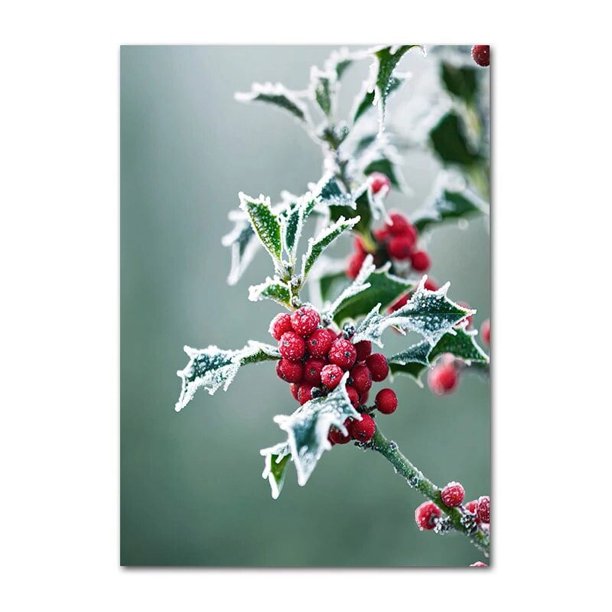 Póster de decoración de bola de árbol de Navidad, pintura en lienzo de acebo esmerilado, furgoneta de invierno, impresiones de copo de nieve, imagen decorativa para habitación del hogar