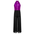 thumbnail image 3 of inlzdz Kids Girls Hip Hop Dance Outfits Retro 70s 80s Rock Disco Jumpsuit Flowy Mesh Overlay Pants Romper Purple 6, 3 of 7