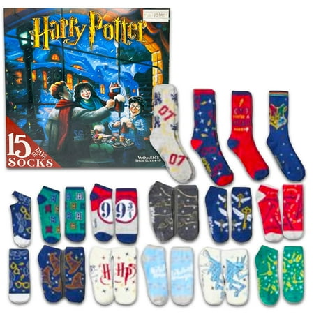 Women's Harry Potter 15 Days of Socks (story book) Advent Calendar 15pk, Blue, One Size
