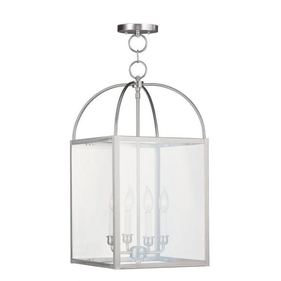 Vicar's Bridge Road 4 Light Chain Lantern in Farmhouse Style 12.75 inches Wide By 25 inches High-Brushed Nickel Finish Bailey Street Home